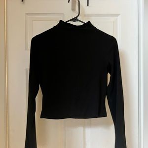 nulu black crop mock neck